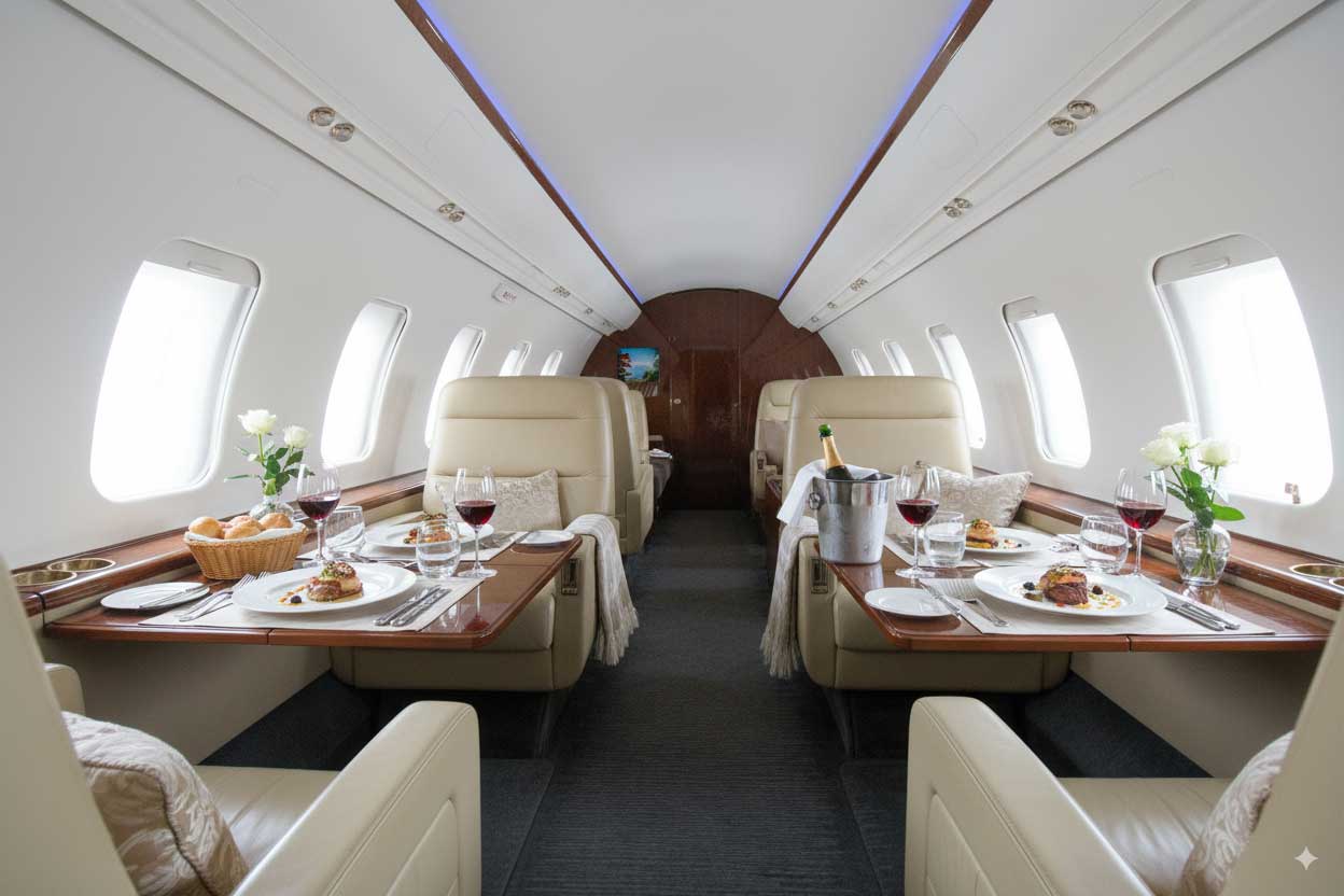 private jet catering, aviation services management - ASM Charter - Challenger 605